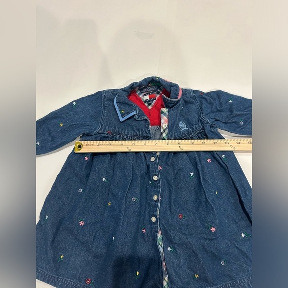 Tommy Hilfiger Baby Dress Denim Jean 18-24 Month Button Up Embroidered Floral - Picture 8 of 8